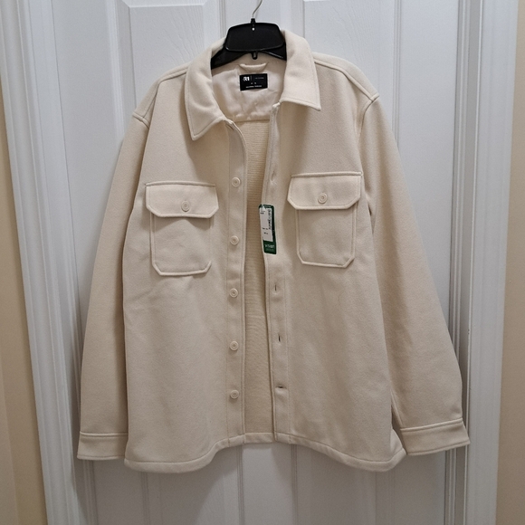 Simons | Le 31 Mens Shirt Jacket Size Medium Overshirt Cream Buton Front New! - Picture 3 of 14